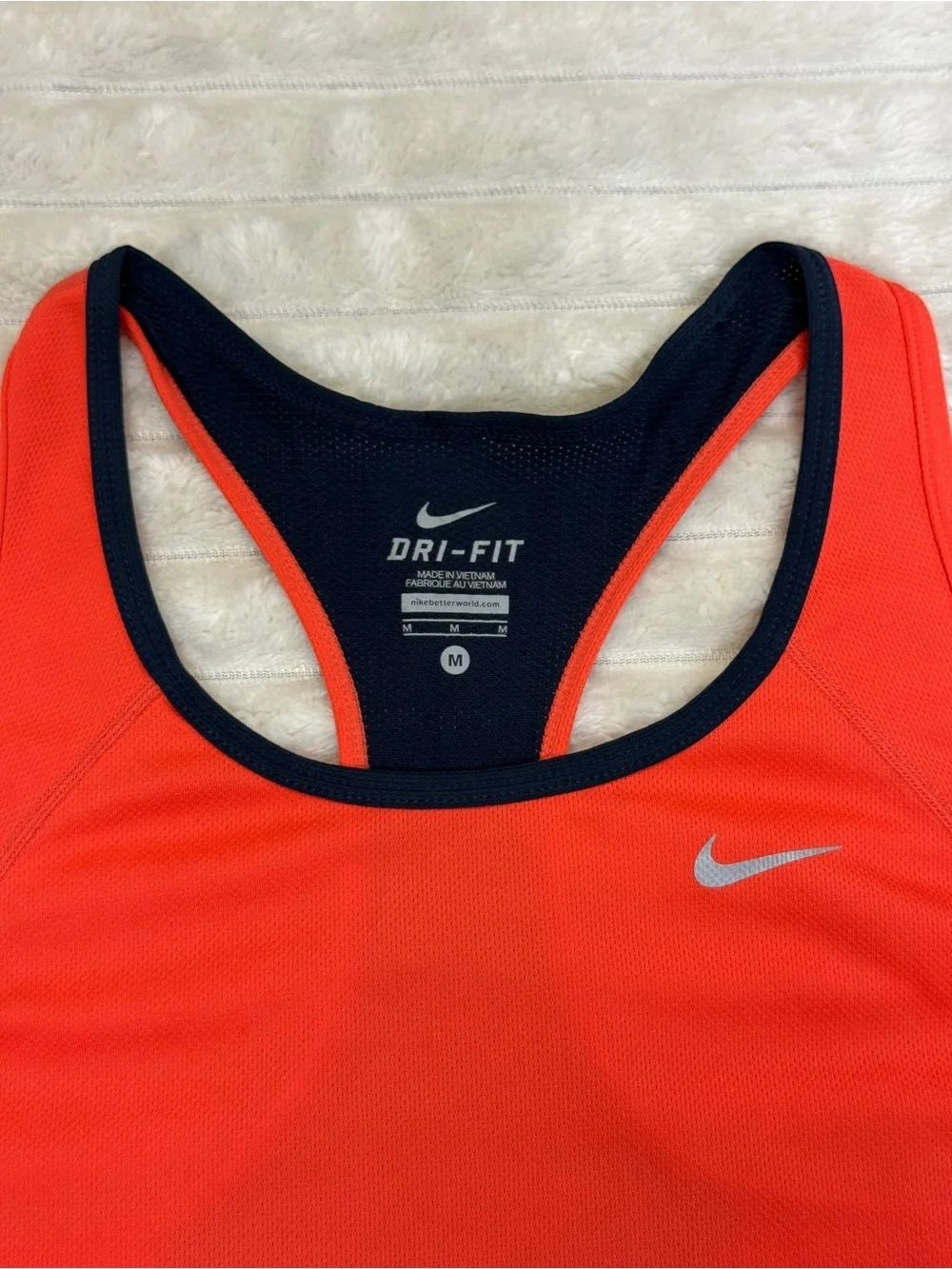 Nike: Women's Orange & Navy Dri-Fit Racerback Tank, Size M
